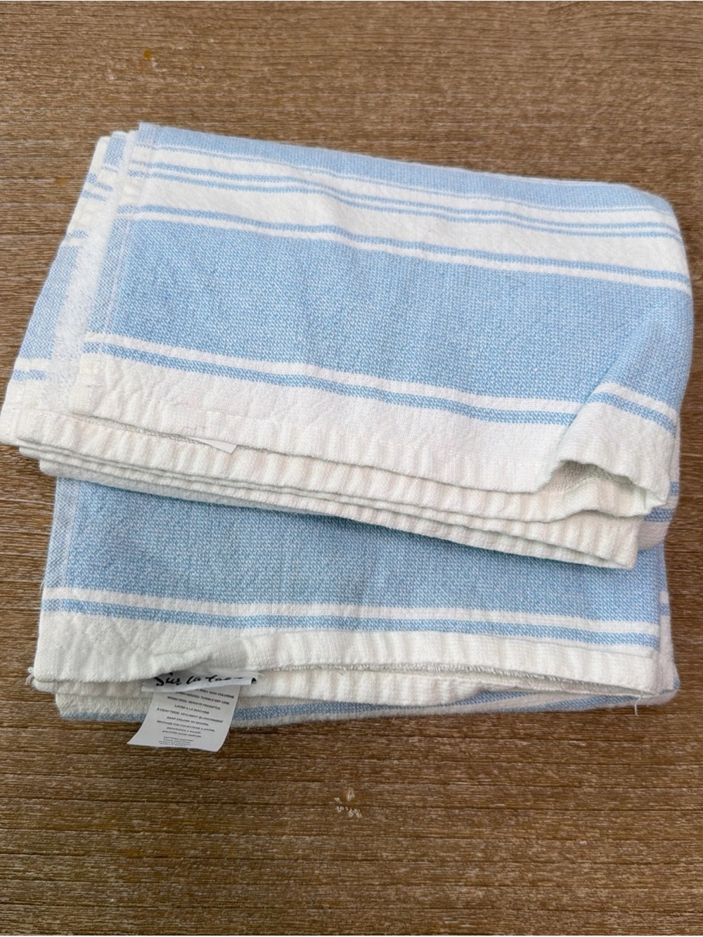Sur La Table 100% Cotton Dish Towel - Light Blue/White Stripe - Set Of 2